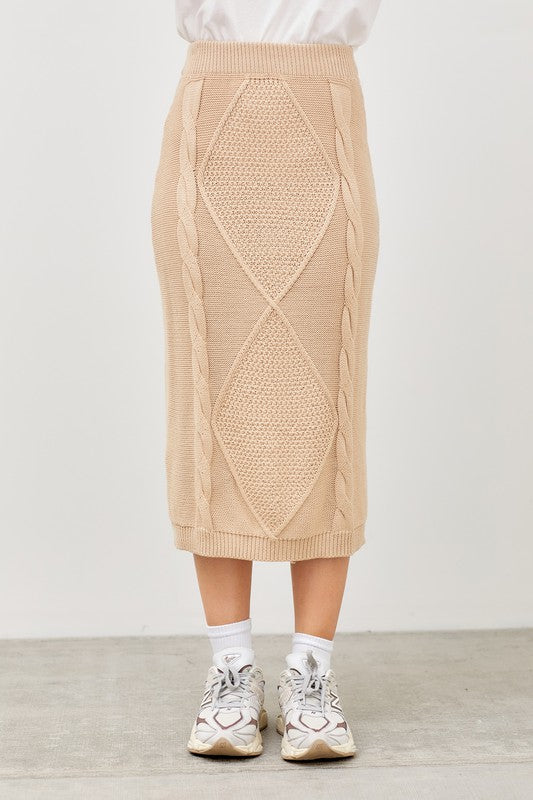 Knit Woven Midi Skirt