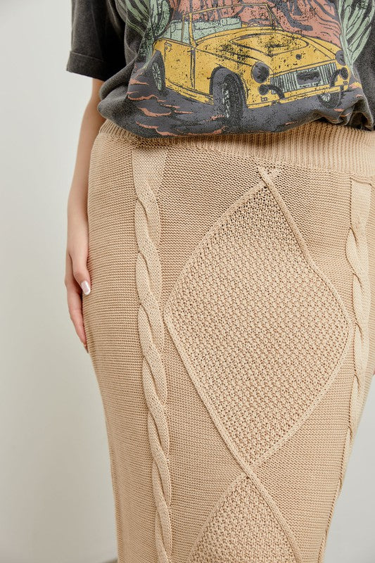 Knit Woven Midi Skirt