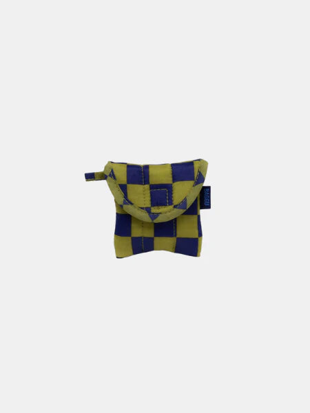 Puffy Earbuds Case - Pear Navy Check