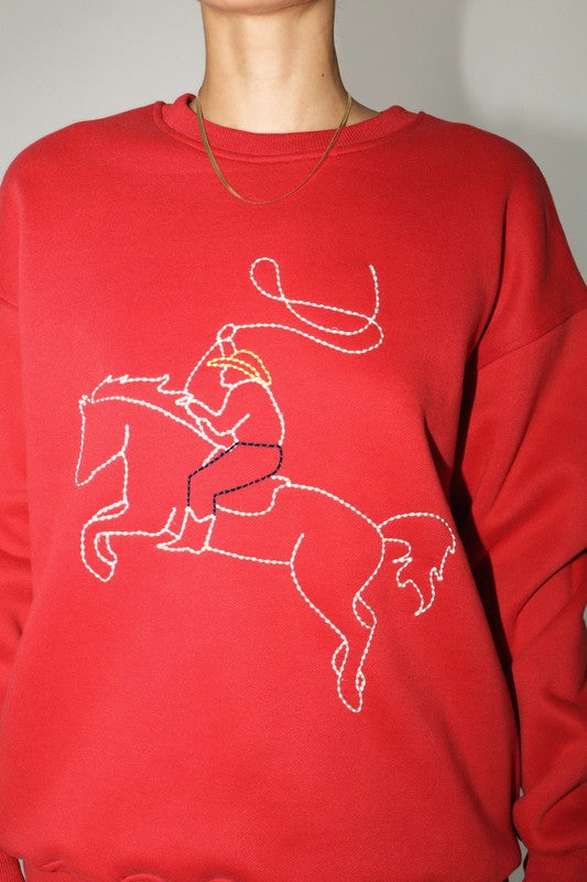Embroidery Horseman Sweatshirt