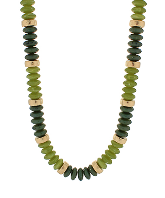 Wide Bead Stone Necklace