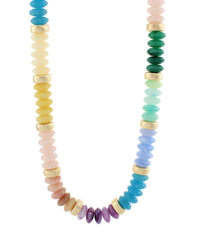 Wide Bead Stone Necklace