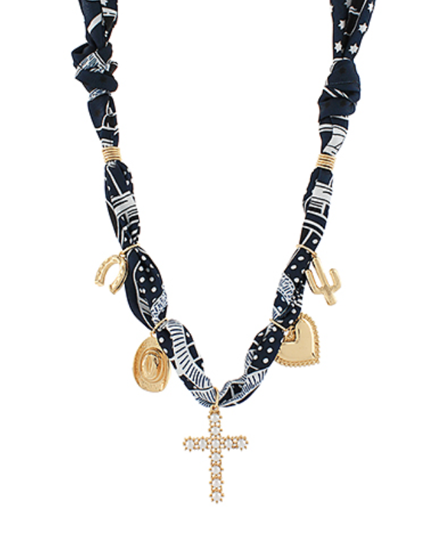 Scarf Charm Necklace - Cowboy Cross