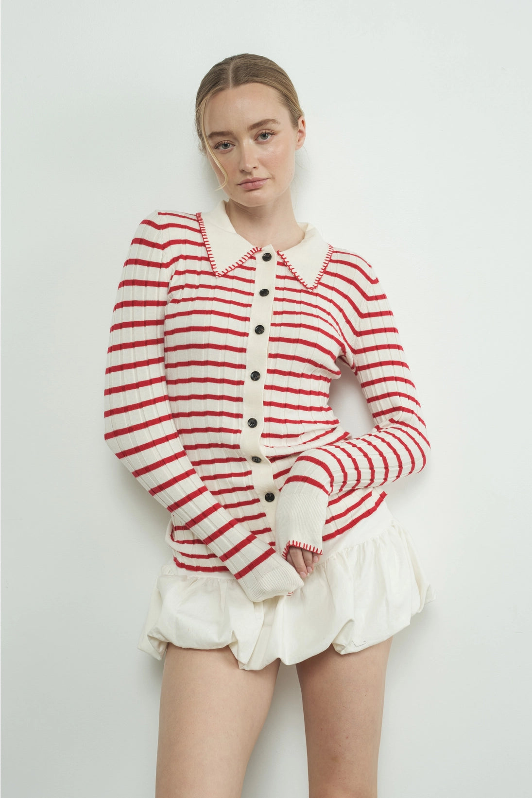 Stripe Collar Cardigan