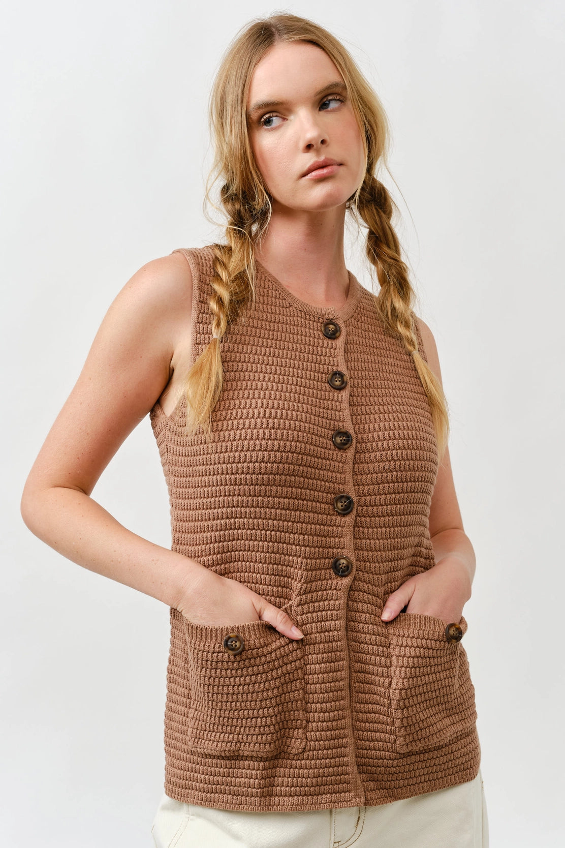 Lainey Sweater Vest - Mocha