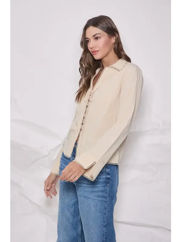 Pleated Button Down