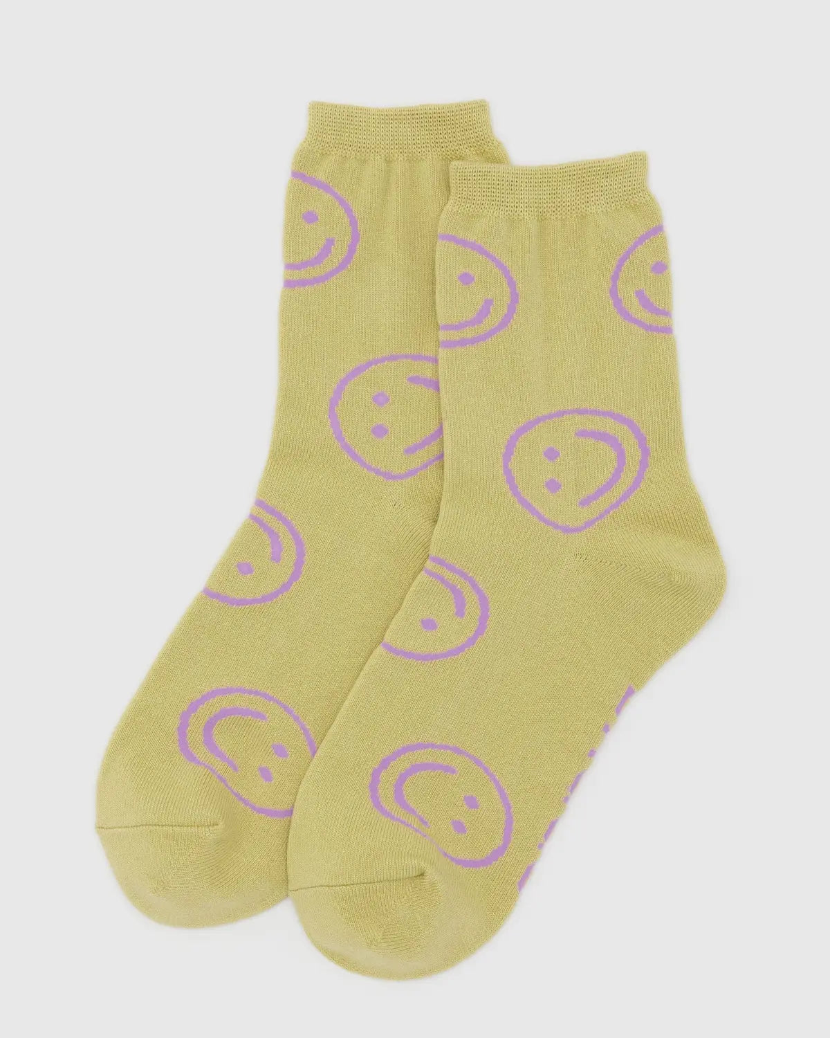 Straw Happy Baggu Crew Socks