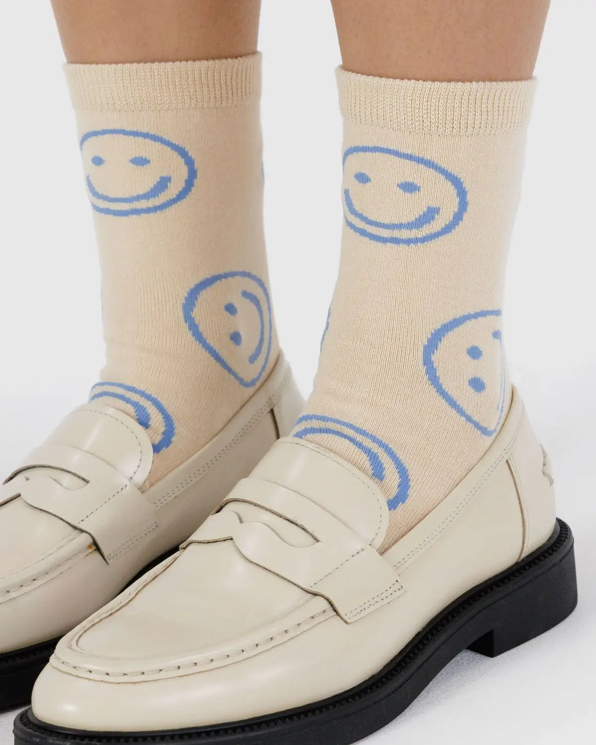 Ecru Periwinkle Baggu Socks