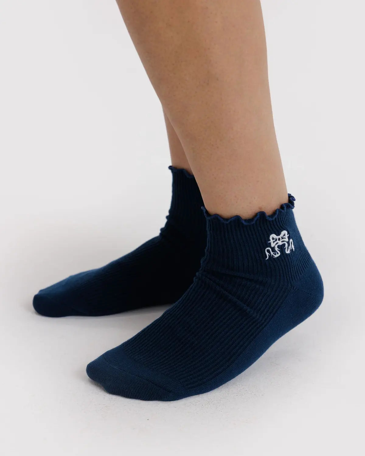 Lettuce Edge Baggu Socks - Mahogany & Navy Icons