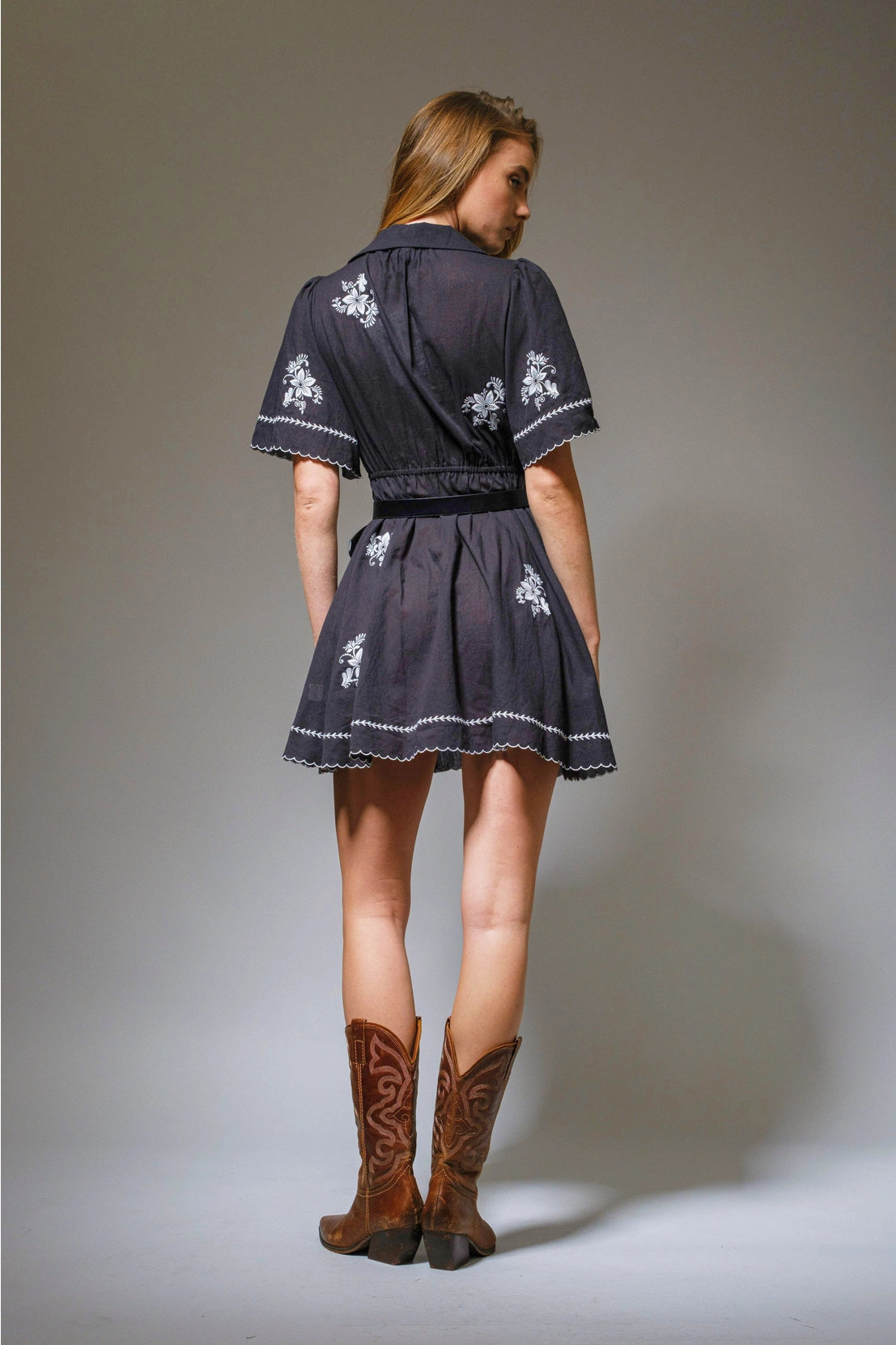Floral Embroidered Mini Dress