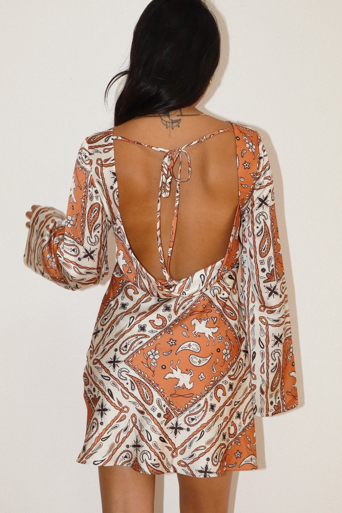 Western Bandana Open Back Dress