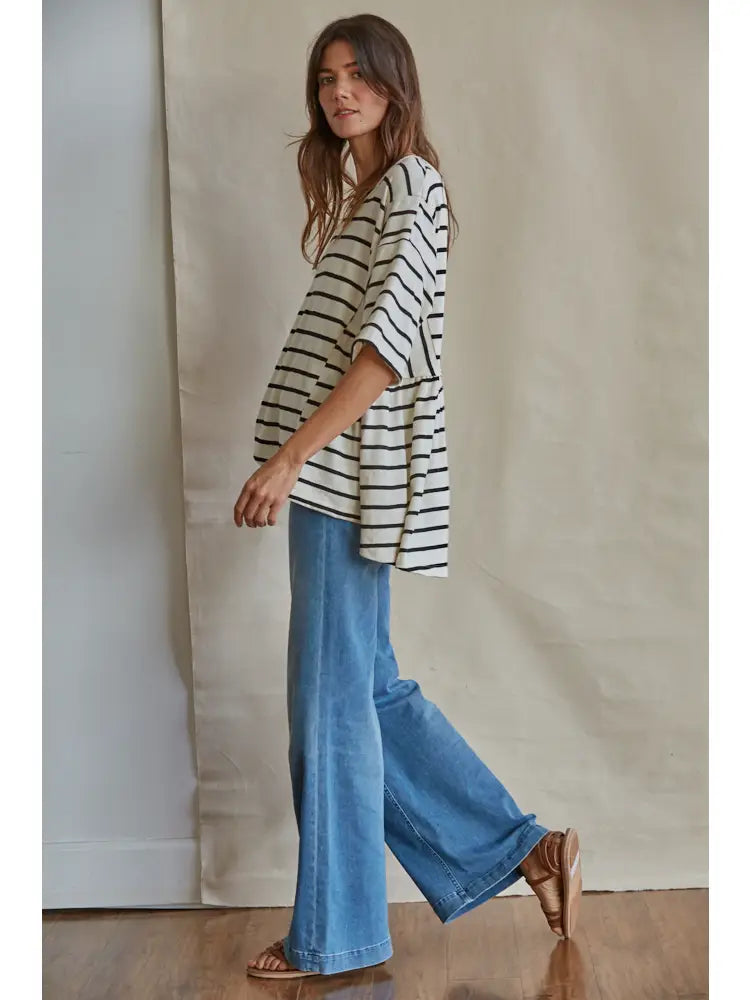 Casual Striped Oversized Tunic