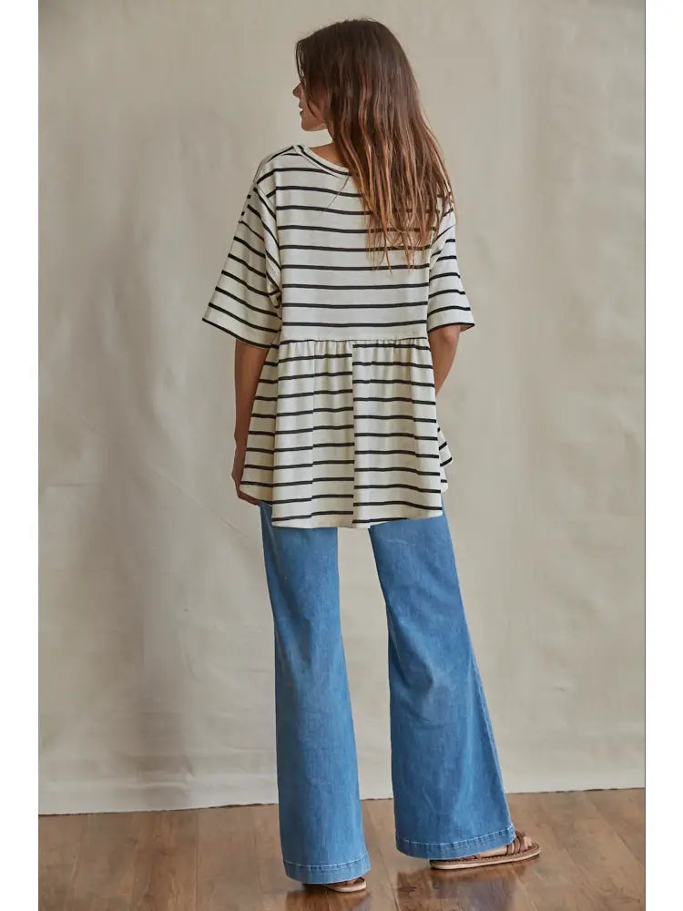 Casual Striped Oversized Tunic