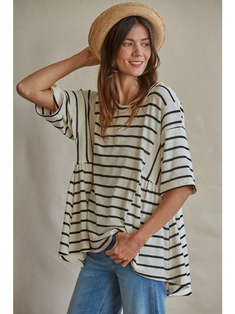 Casual Striped Oversized Tunic