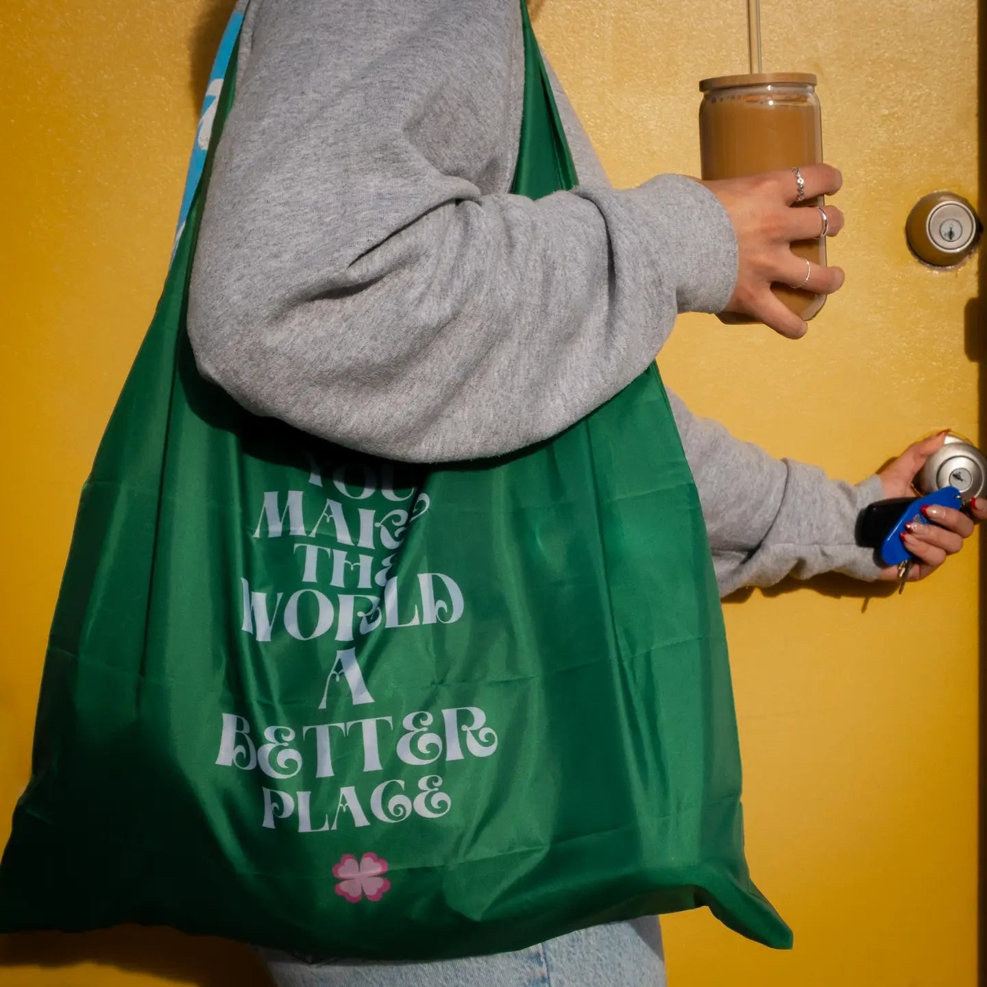 Recycled Foldable Tote Bag- You Make the World A Better Place