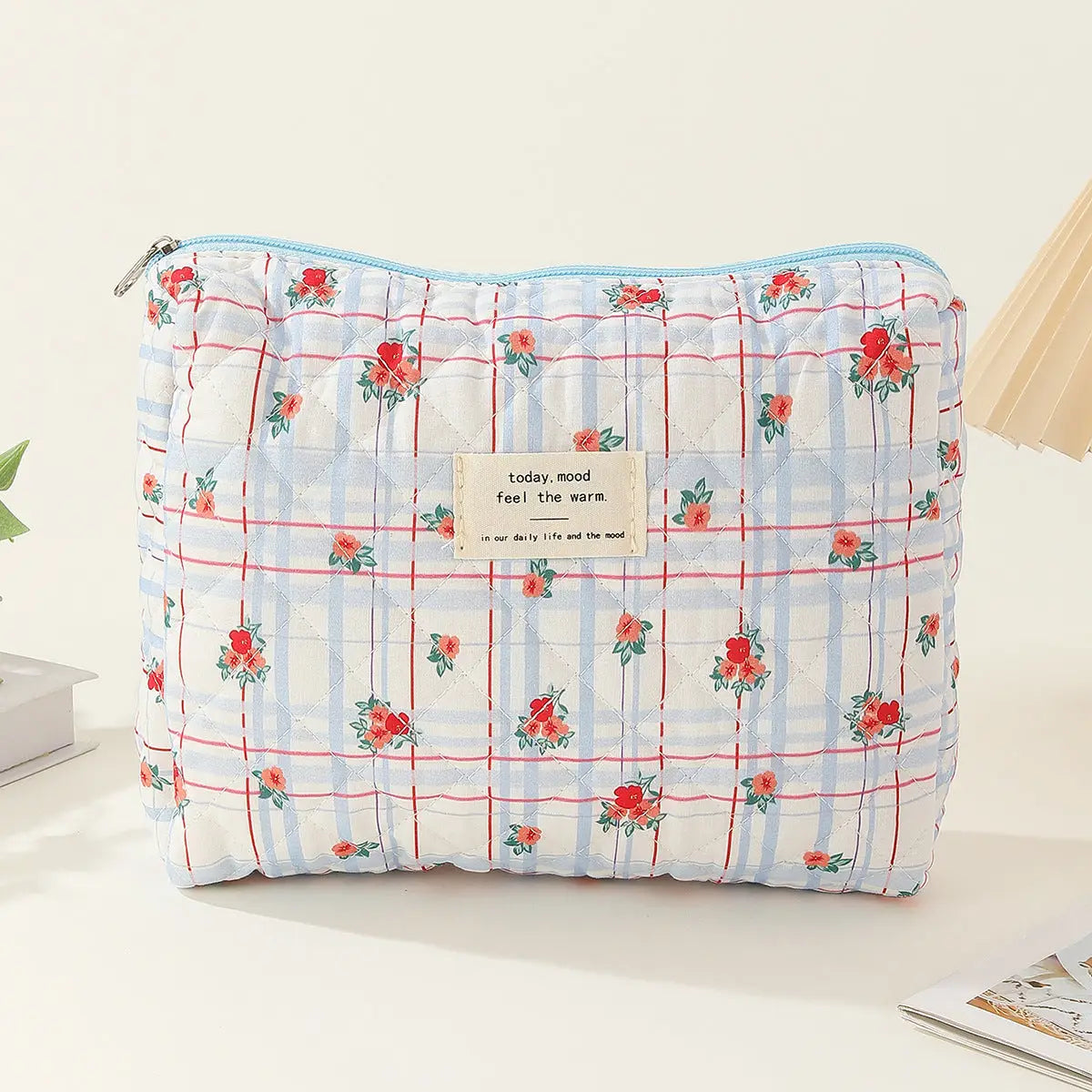 Quilted Floral Cosmetic Bag