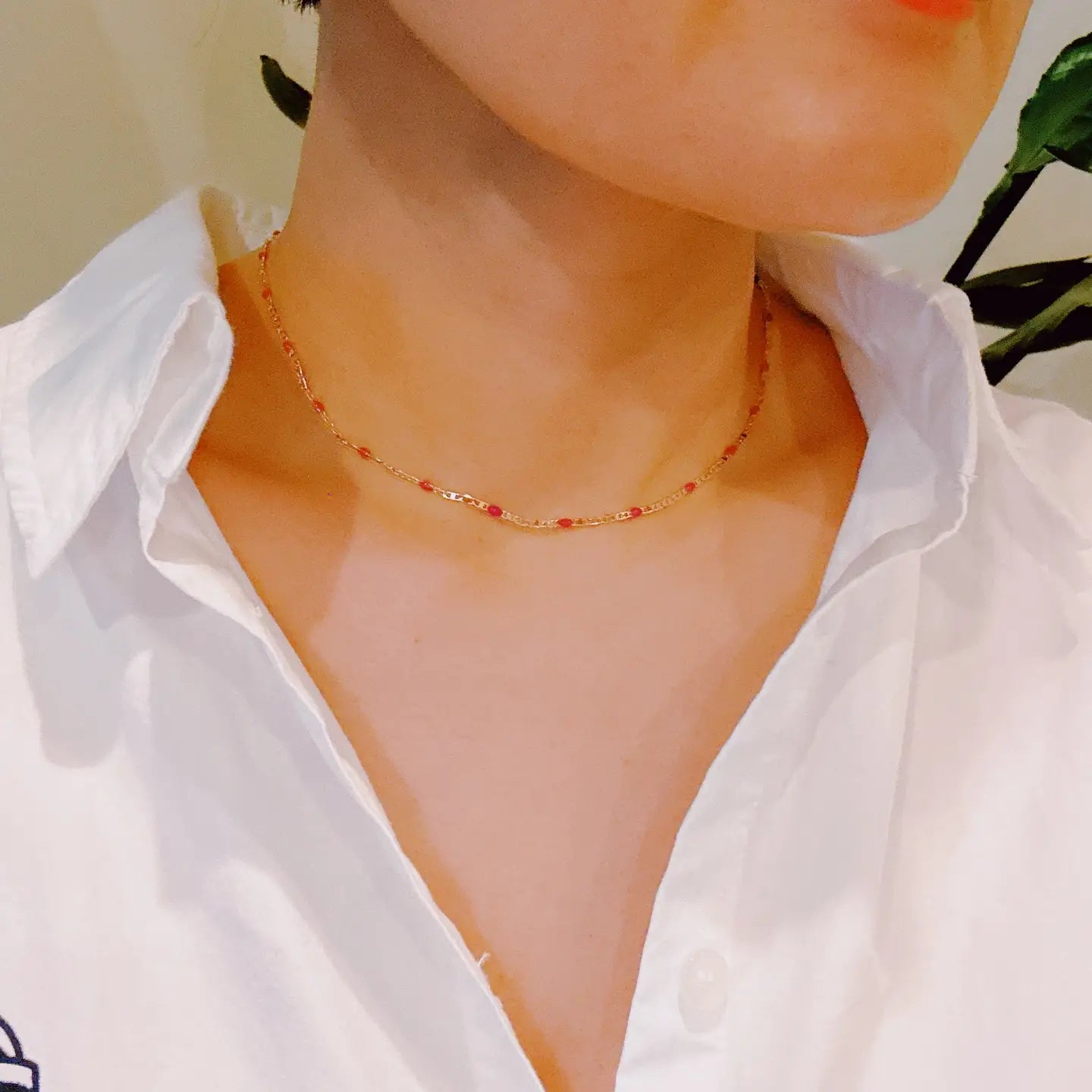 Color Pop Chain Necklace - Blue