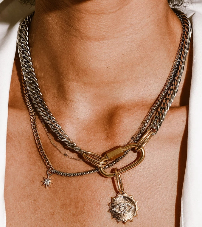 Carabiner Evil Eye Necklace