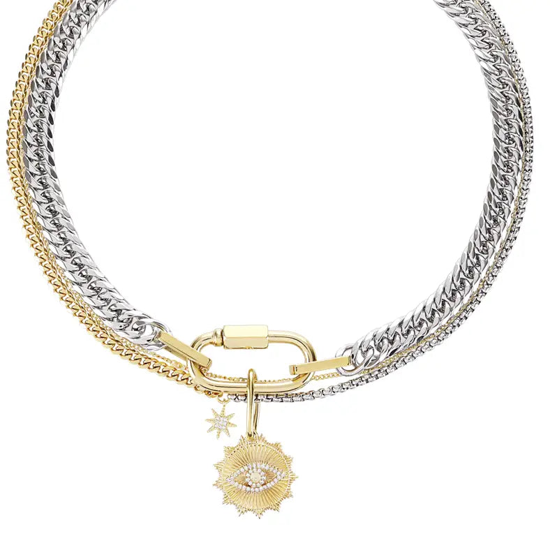 Carabiner Evil Eye Necklace