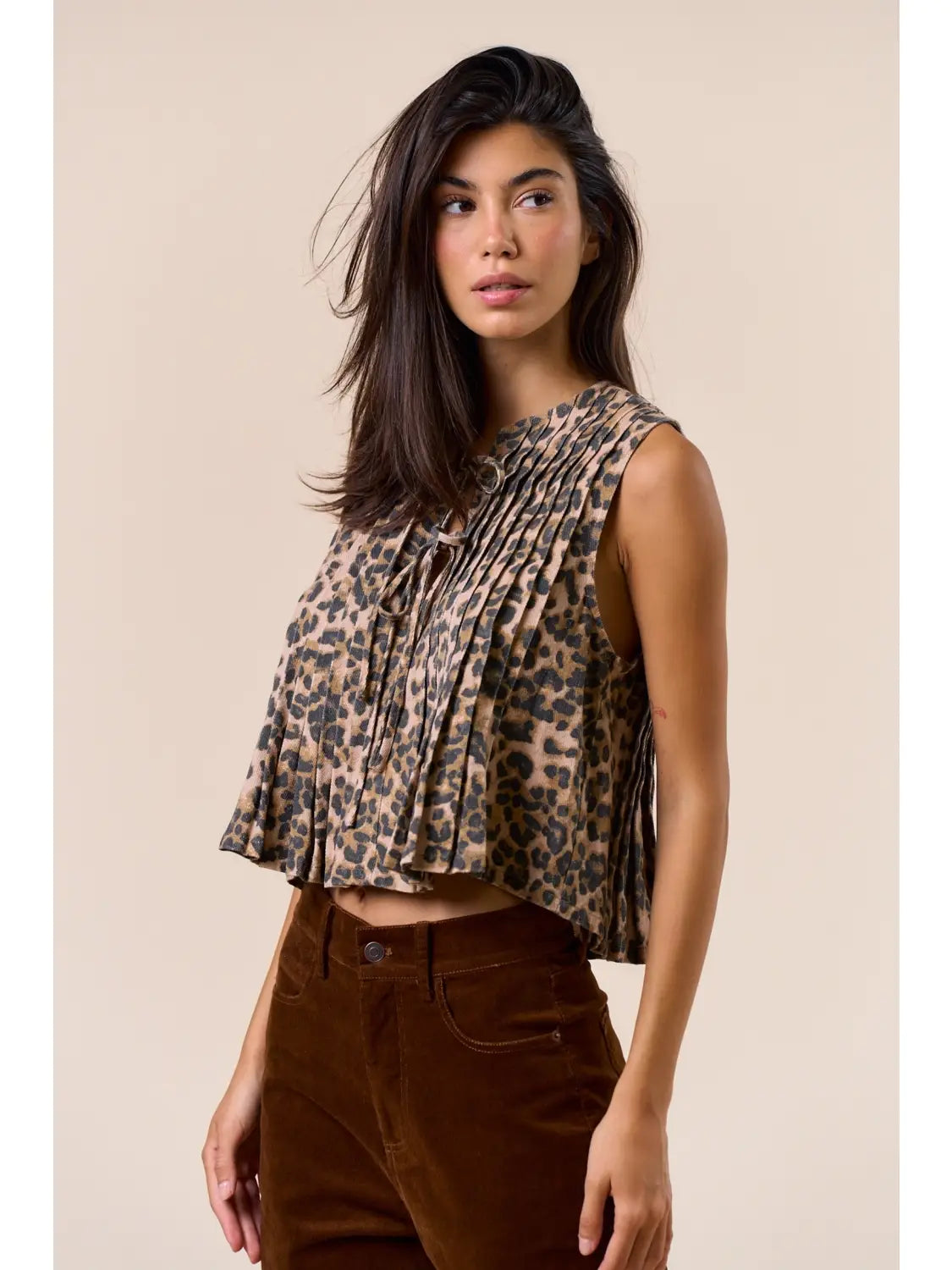 Tie-Front Denim Top