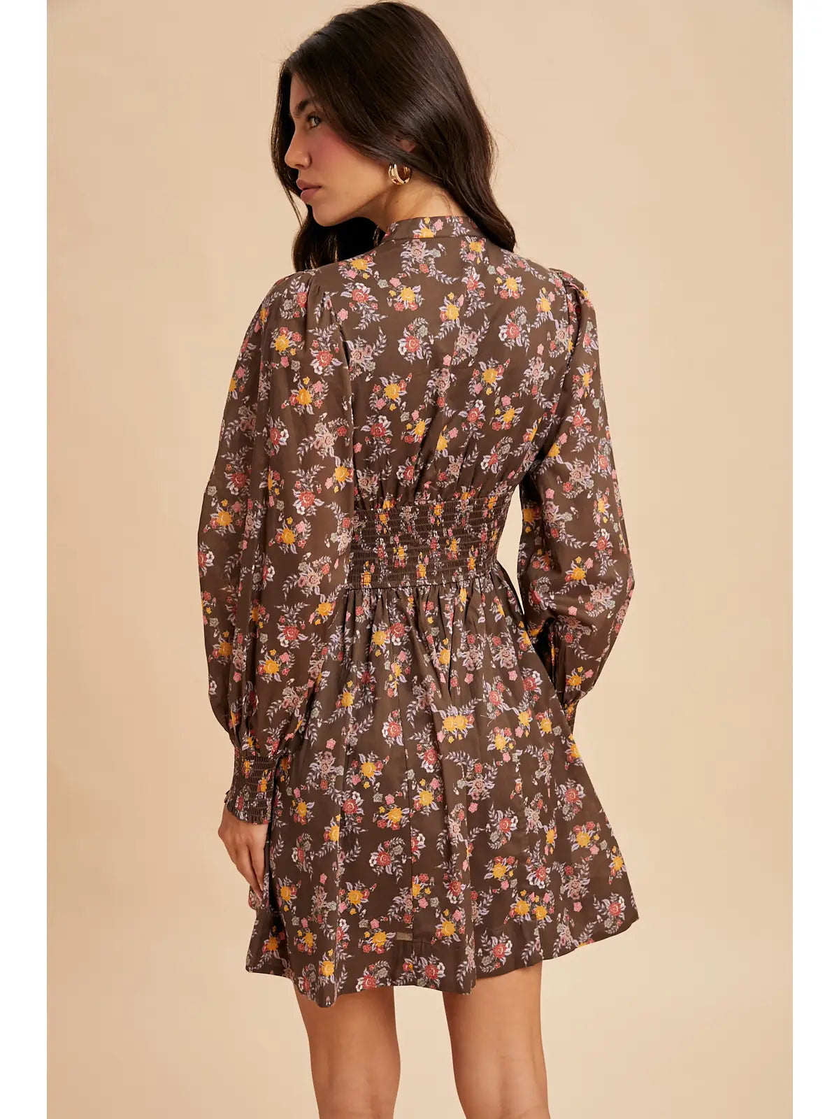 Zippered Floral Mini Dress