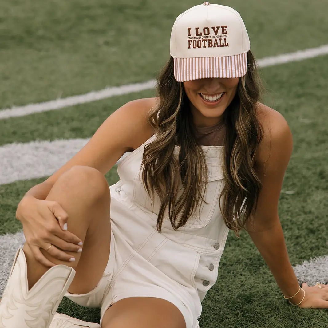 I Love Football Striped Hat