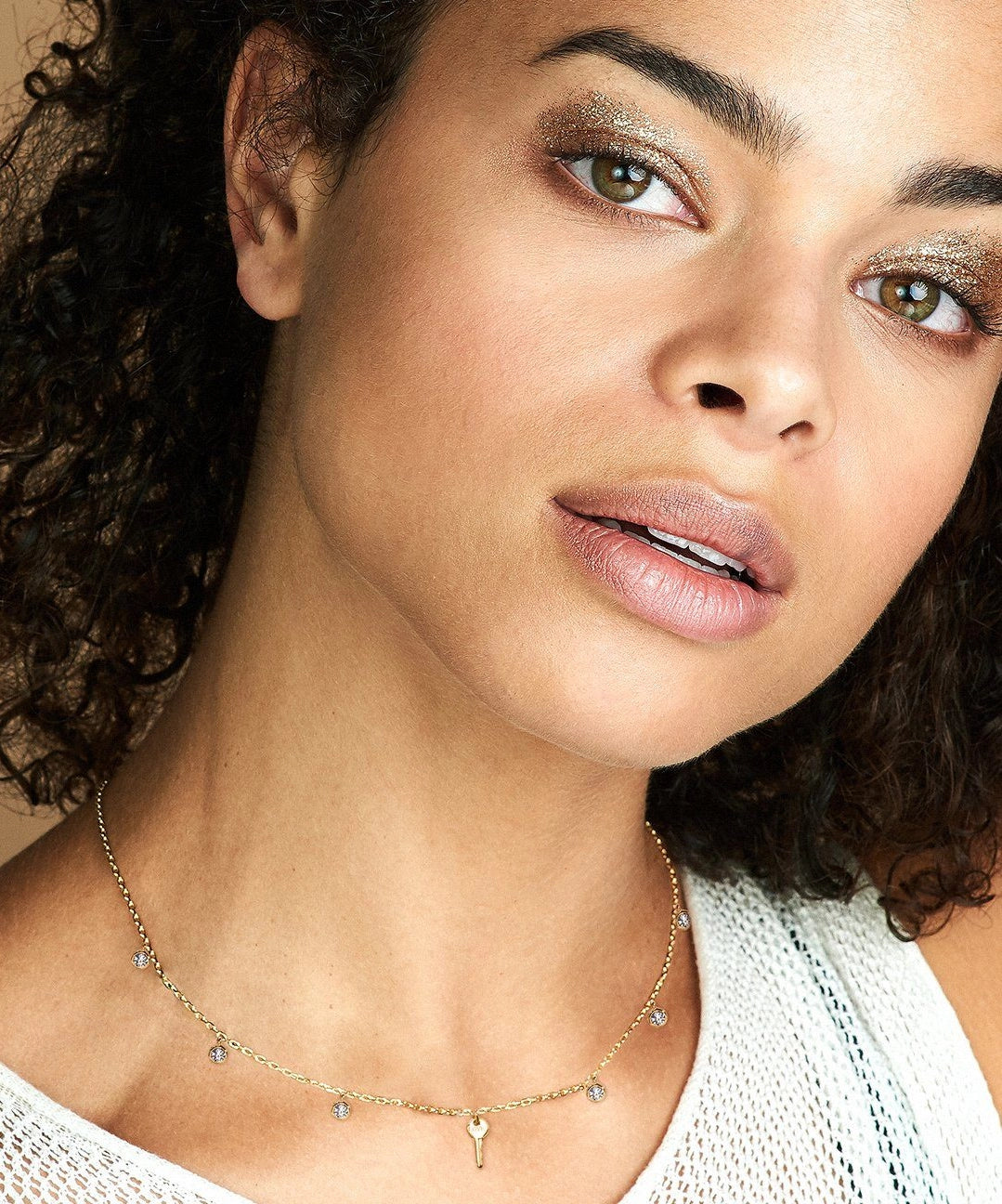 Crystal Droplet + Mini Key Necklace