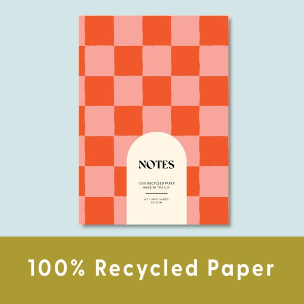 Peach & Cherry Check Lined Notebook