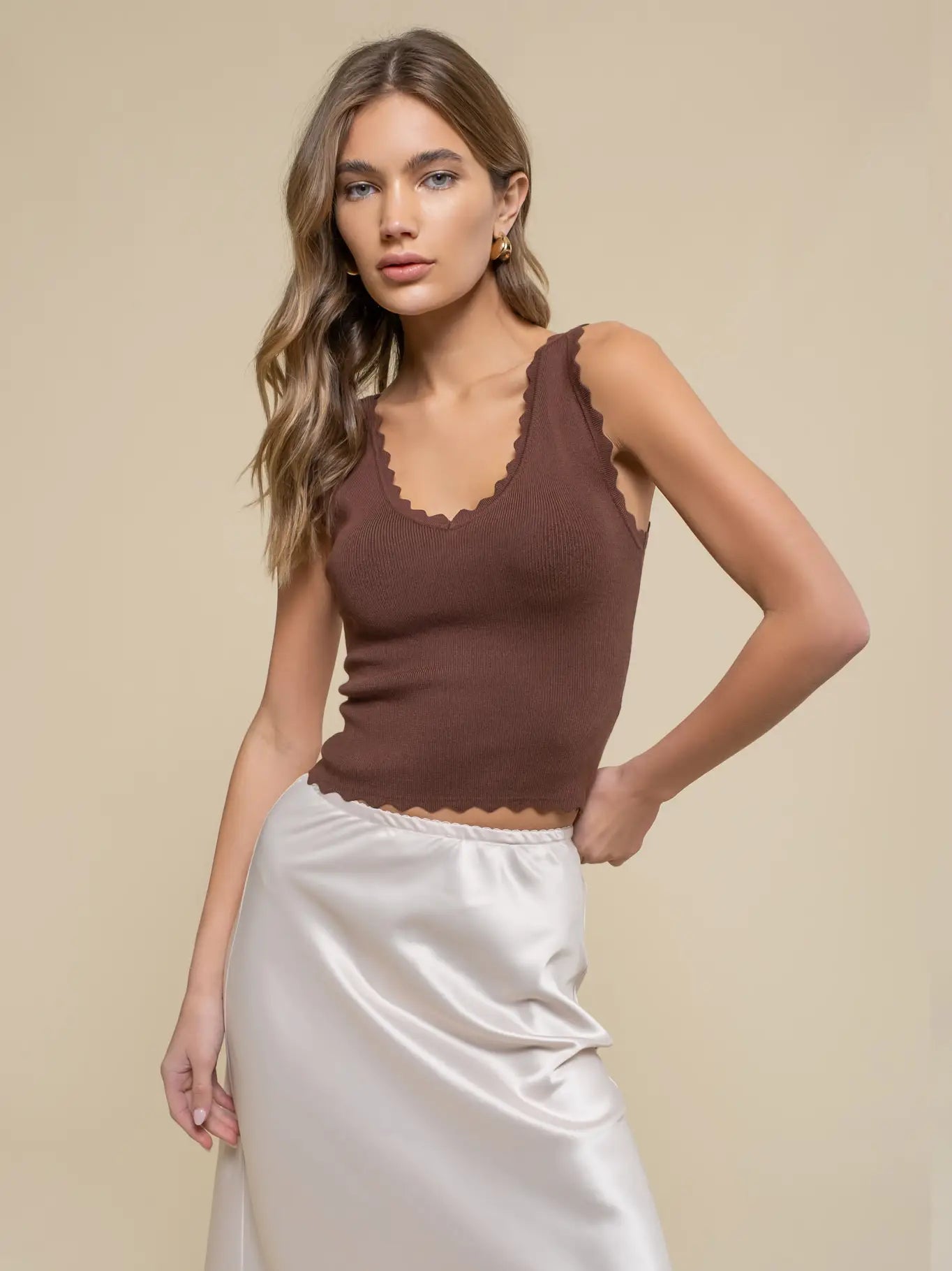Scallop Edge Sweater Tank