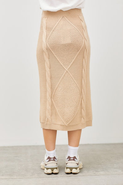 Knit Woven Midi Skirt