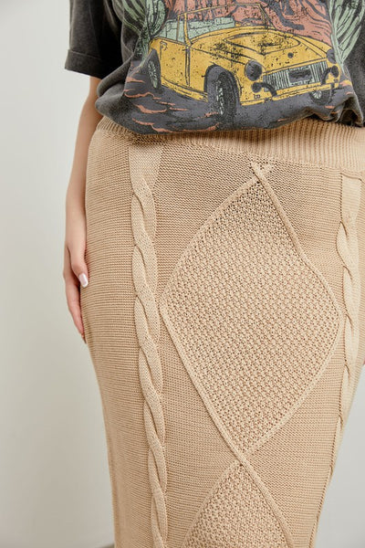 Knit Woven Midi Skirt
