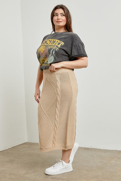 Knit Woven Midi Skirt