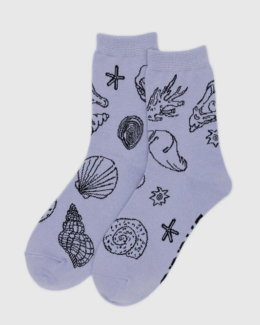 Baggu Crew Sock - Shells Light Blue