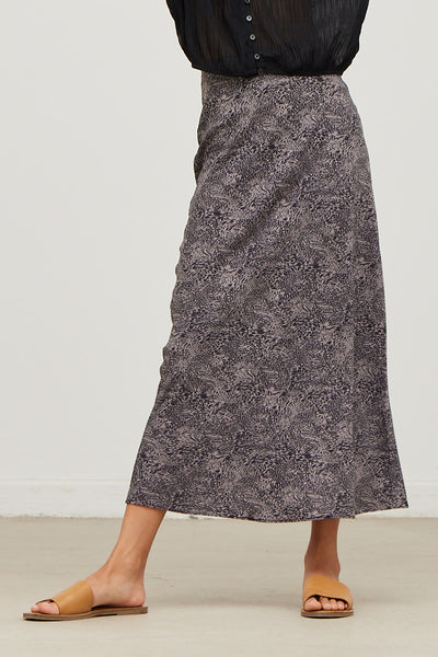 Print Slip Skirt - Lilac Grey