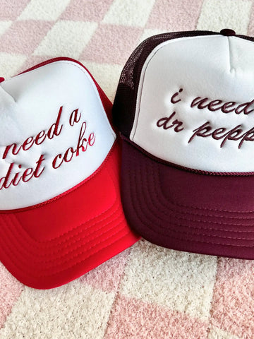 I Need A Diet Coke Embroidered Trucker Hat