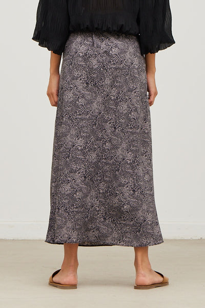 Print Slip Skirt - Lilac Grey