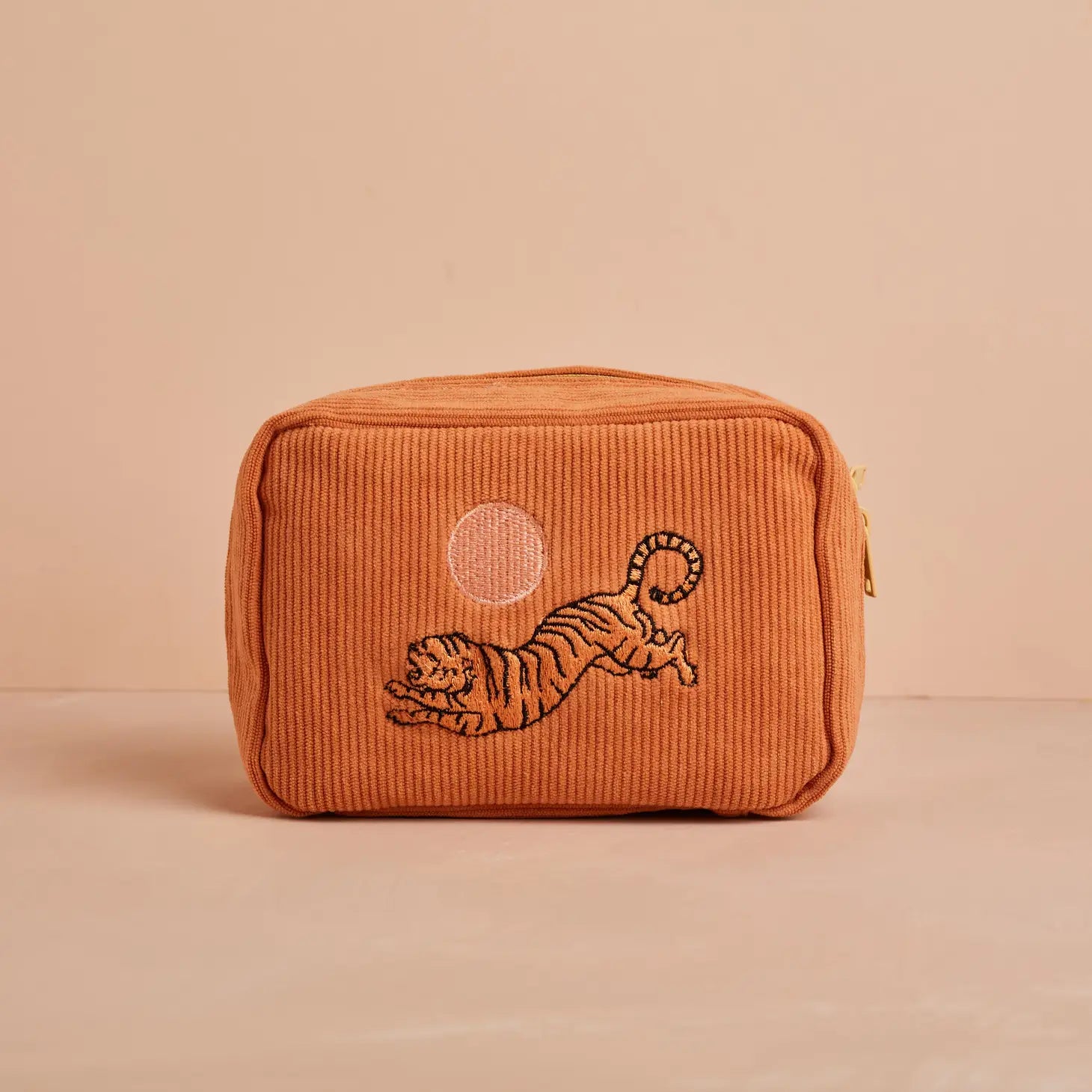 Corduroy Makeup Bag - Dusty Pink Tiger
