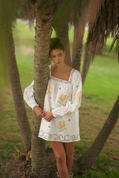 Morning Sun Square Neck Mini Dress