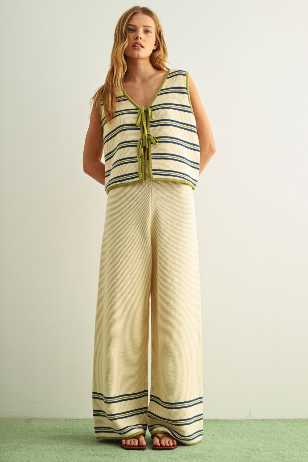 Border Multicolor Stripe Knit Pants