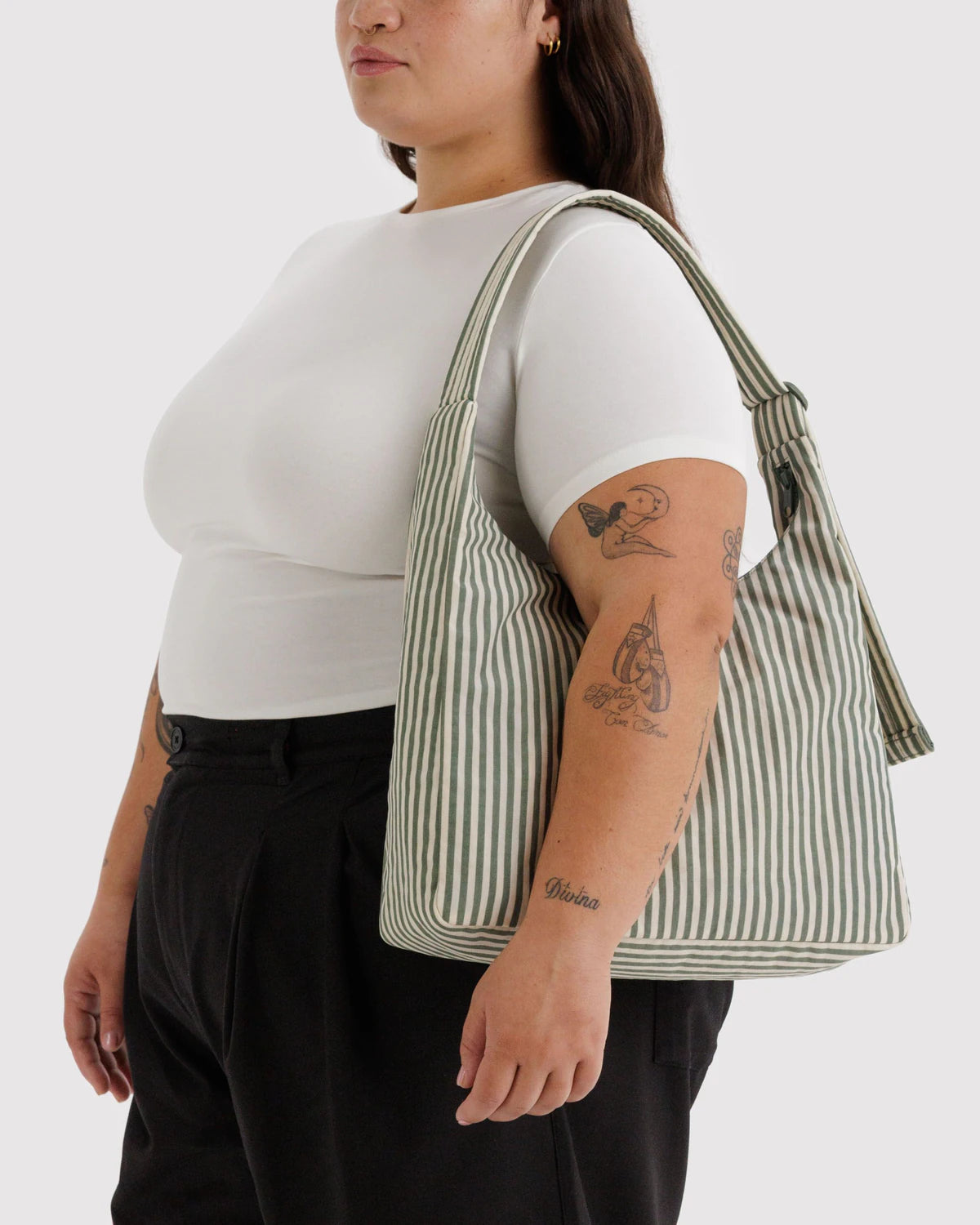 Baggu Nylon Shoulder Bag - Sage Strip