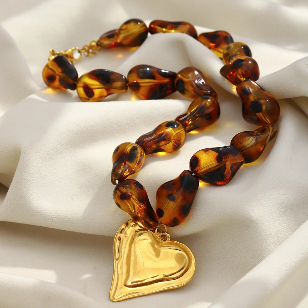 Amber Heart Necklace