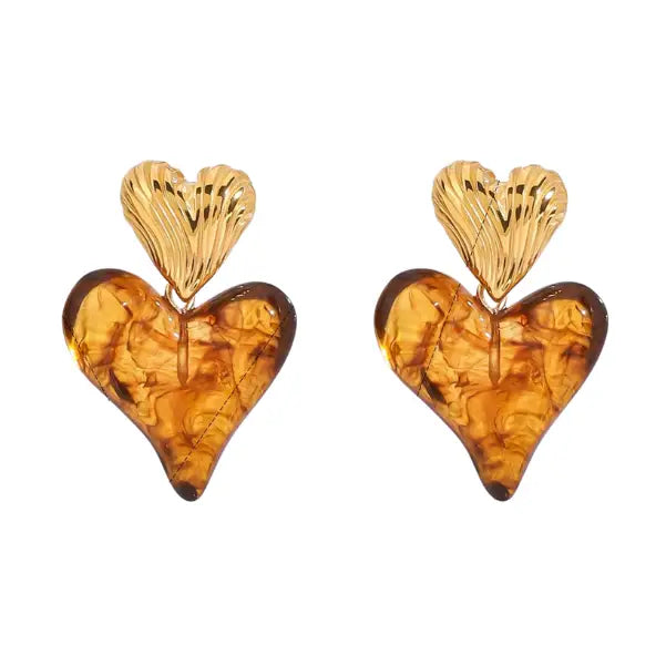 Tortoise Heart Earring