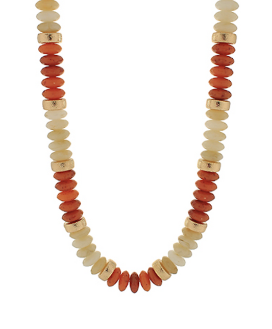 Wide Bead Stone Necklace