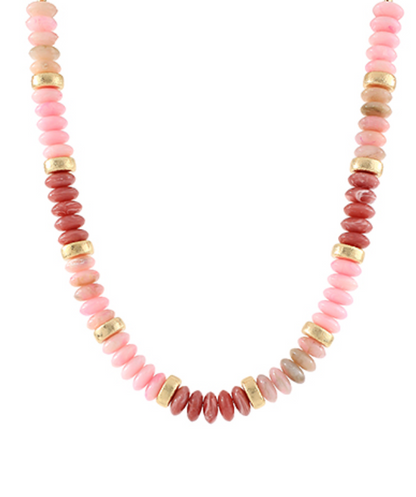Wide Bead Stone Necklace