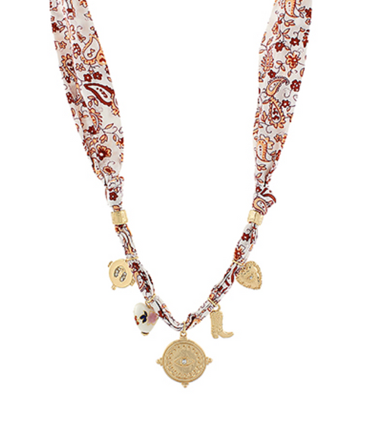 Scarf Charm Necklace - Evil Eye