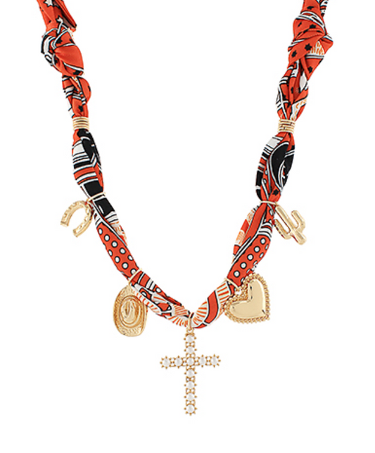 Scarf Charm Necklace - Cowboy Cross