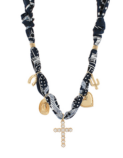 Scarf Charm Necklace - Cowboy Cross