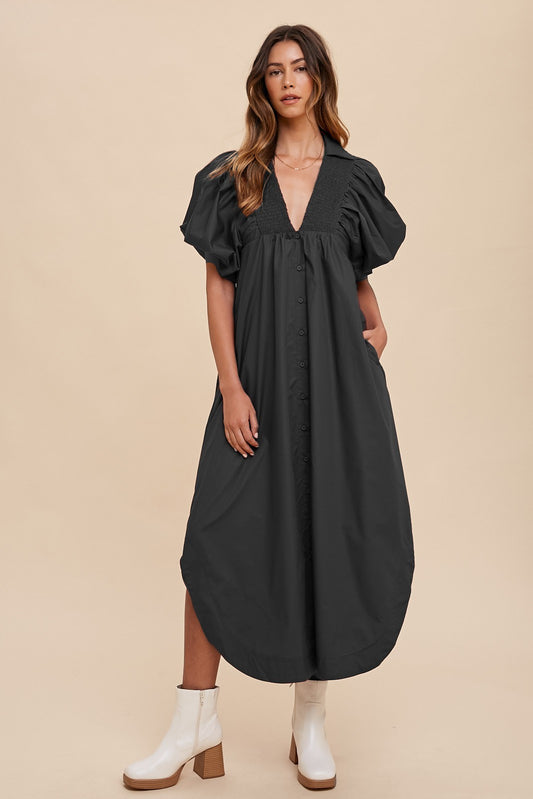 Puff Sleeve Midi Dress