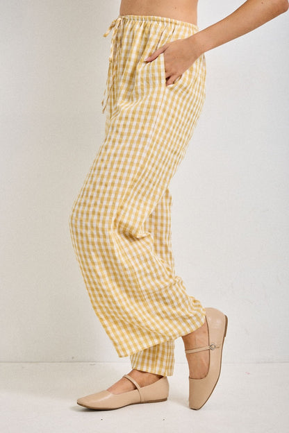 Gingham Drawstring Pants