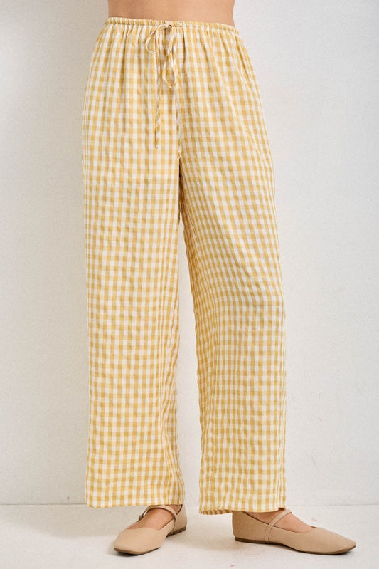 Gingham Drawstring Pants